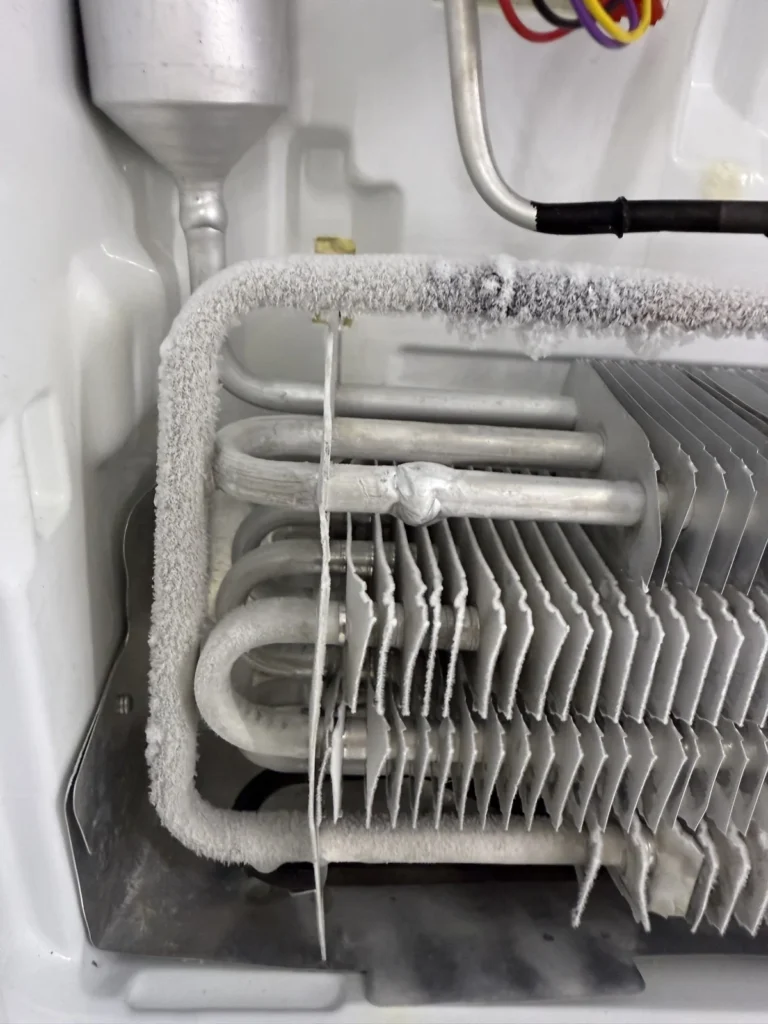 Evaporator tube repair: Frost back on the coil after the fix