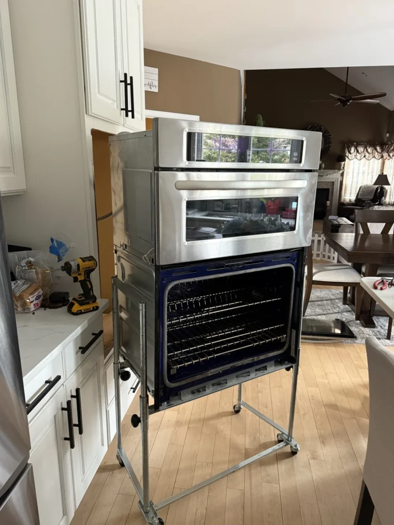 KitchenAid combo wall oven: Pulled from the cabinet for service